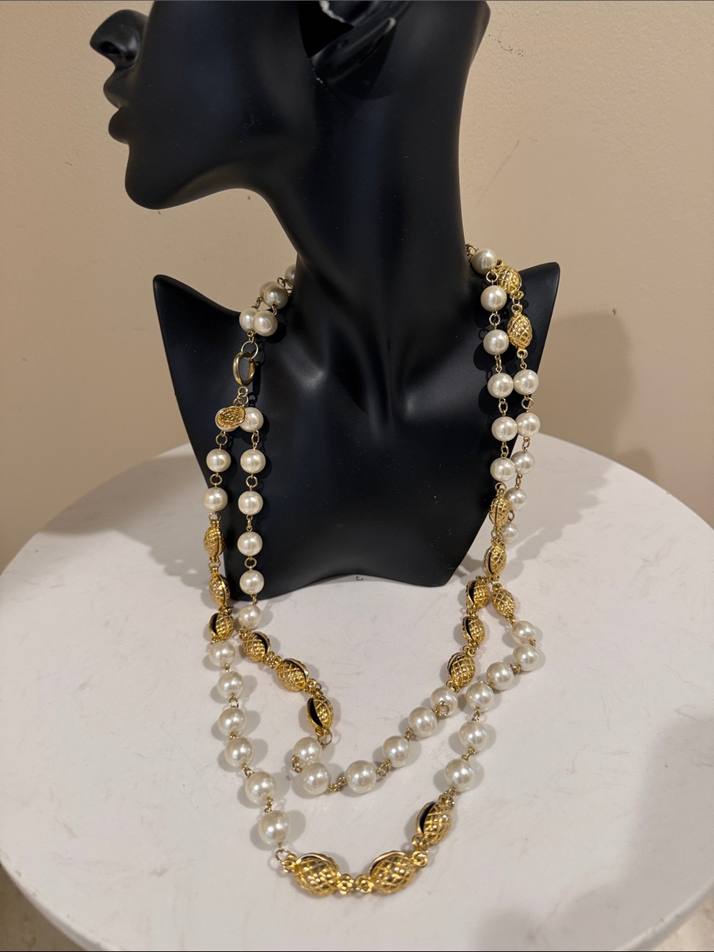 Chanel Gold  and White Vintage Pearl Necklace - Timeless Layered Style